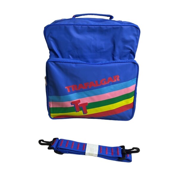 TrafalgarUnisex Blue Rainbow Stripes Crossbody Bag Sz M